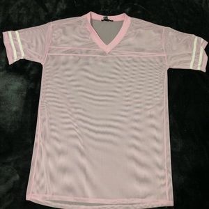 Mesh oversized pink top